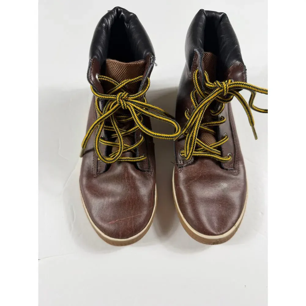 Hanna Andersson Leather High Top Sneaker Boots Brown Size 2 big kid